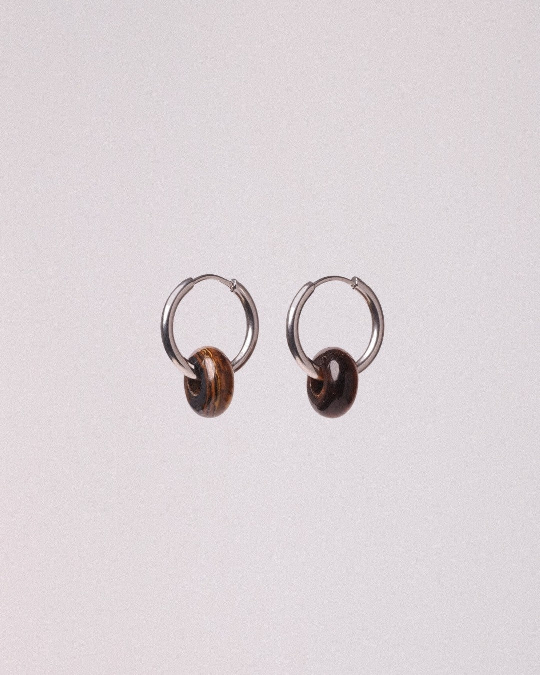 Pendientes Órbita Acero Inoxidable Ojo de Tigre - Positive Jewels