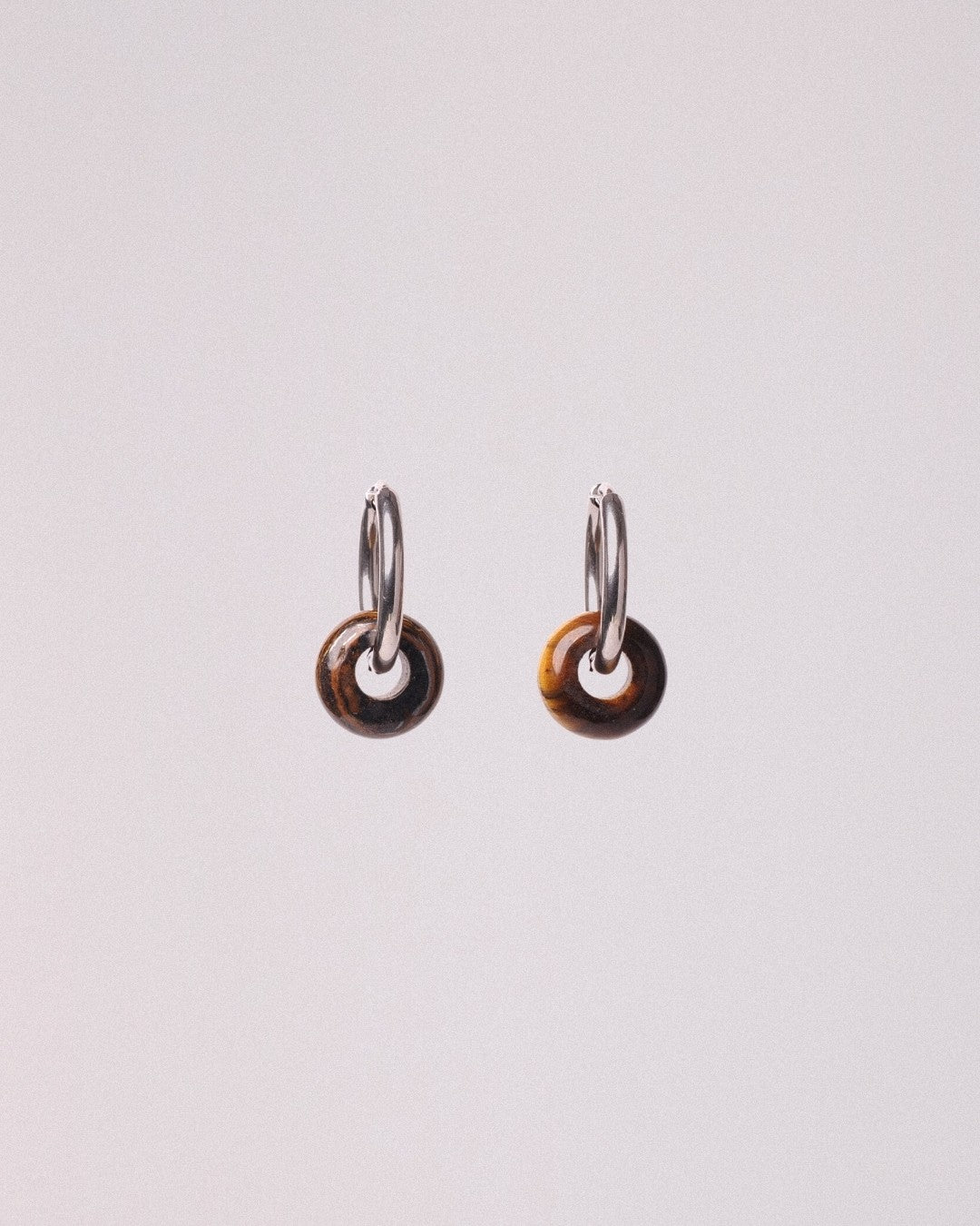 Pendientes Órbita Acero Inoxidable Ojo de Tigre - Positive Jewels