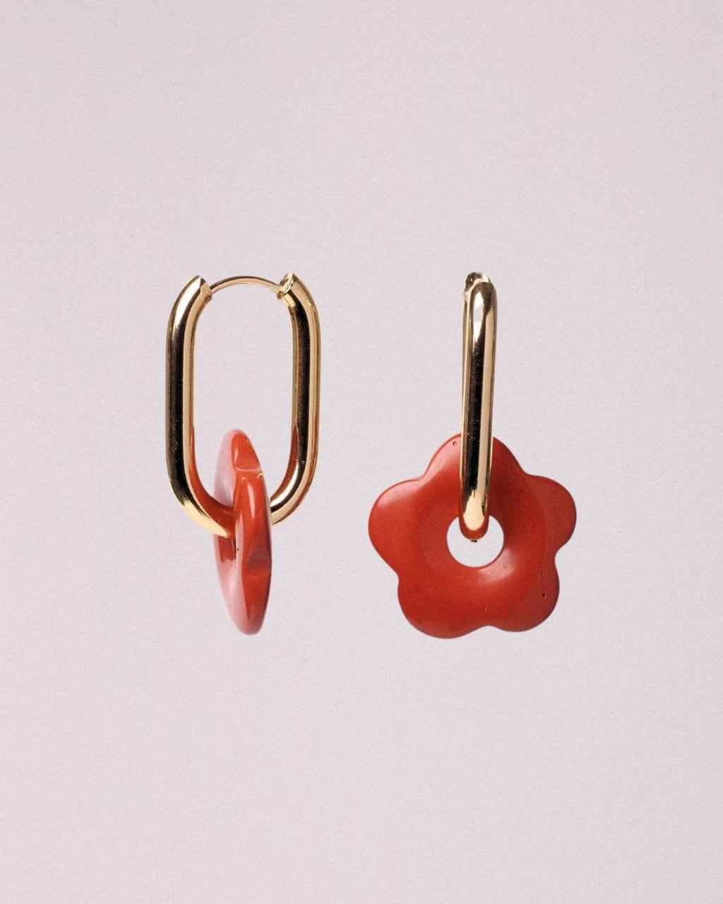 Pendientes Flor Acero Inoxidable Dorado Jaspe Rojo - Positive Jewels