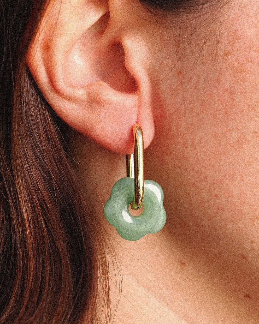 Pendientes Flor Acero Inoxidable Dorado Aventurina - Positive Jewels