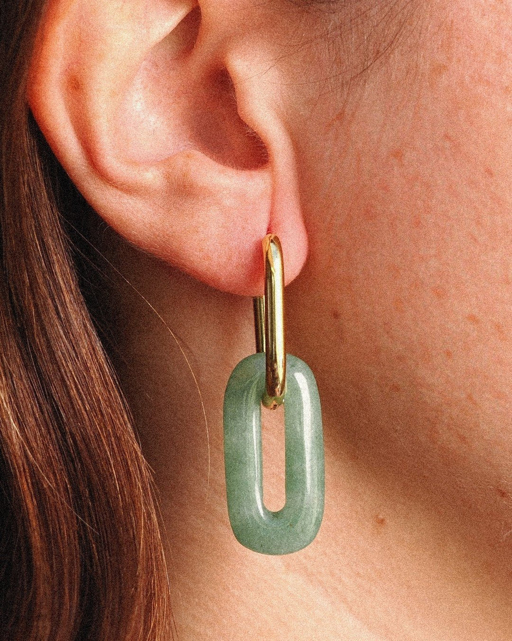 Pendientes Elipse Acero Inoxidable Dorado Aventurina - Positive Jewels