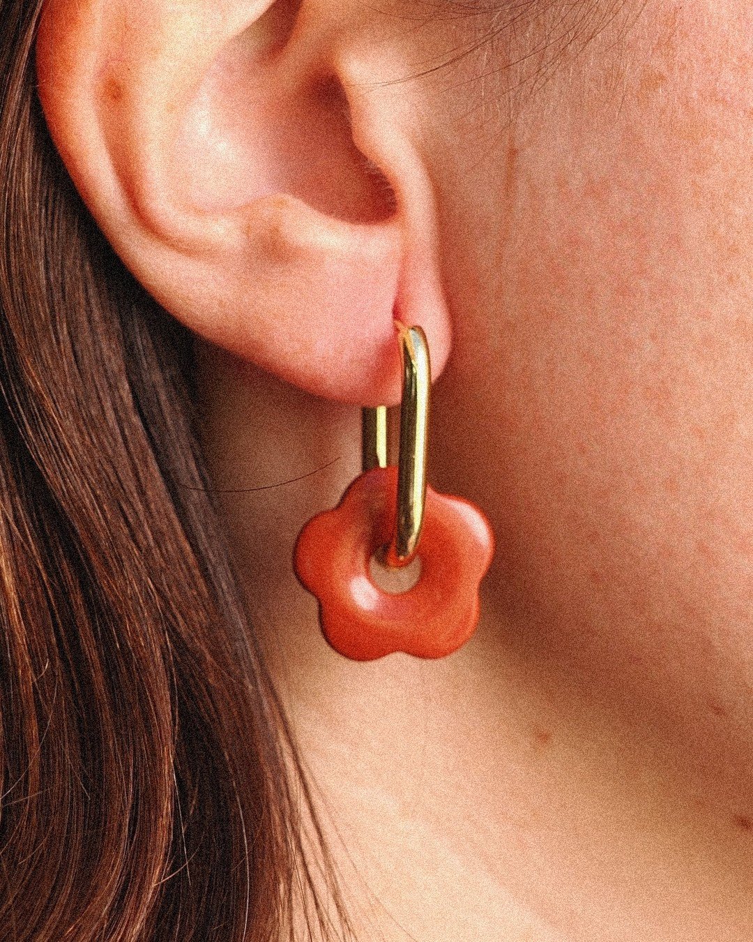 Pendientes Flor Acero Inoxidable Dorado Jaspe Rojo - Positive Jewels