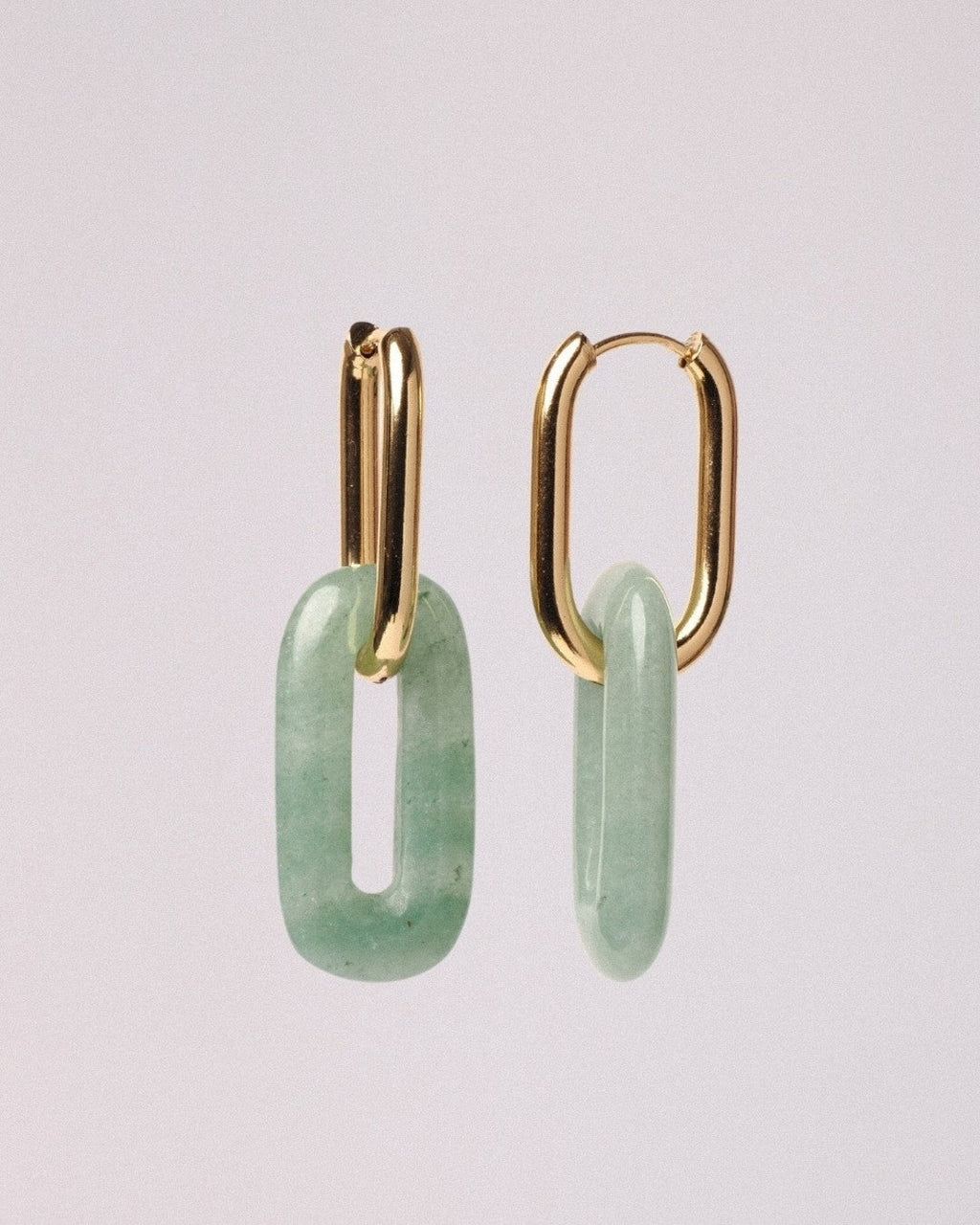 Pendientes Elipse Acero Inoxidable Dorado Aventurina - Positive Jewels