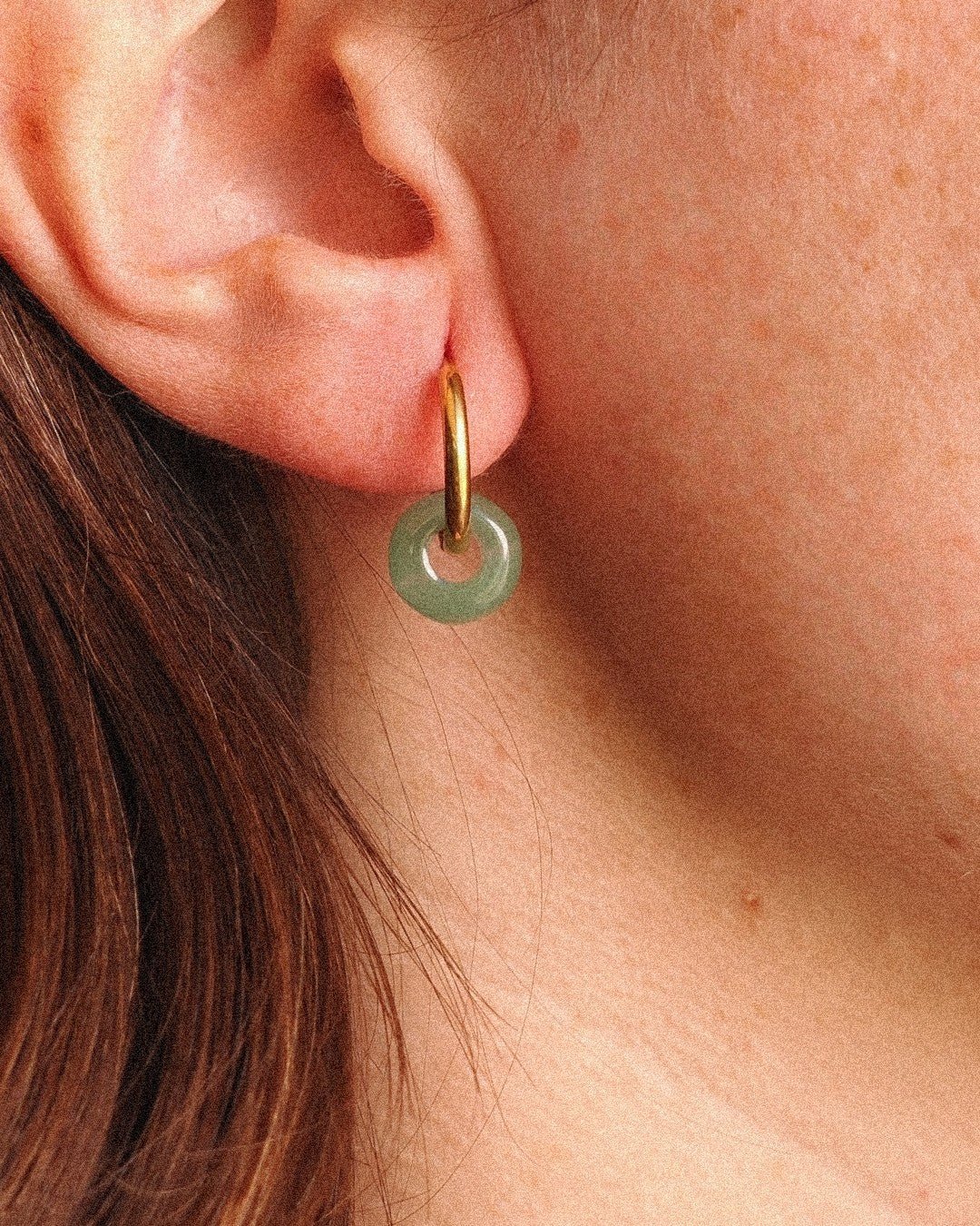 Pendientes Órbita Acero Inoxidable Dorado Aventurina - Positive Jewels