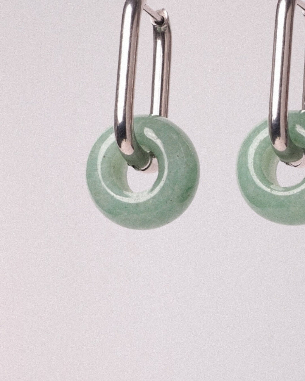 Pendientes Órbita Max Acero Inoxidable Aventurina - Positive Jewels