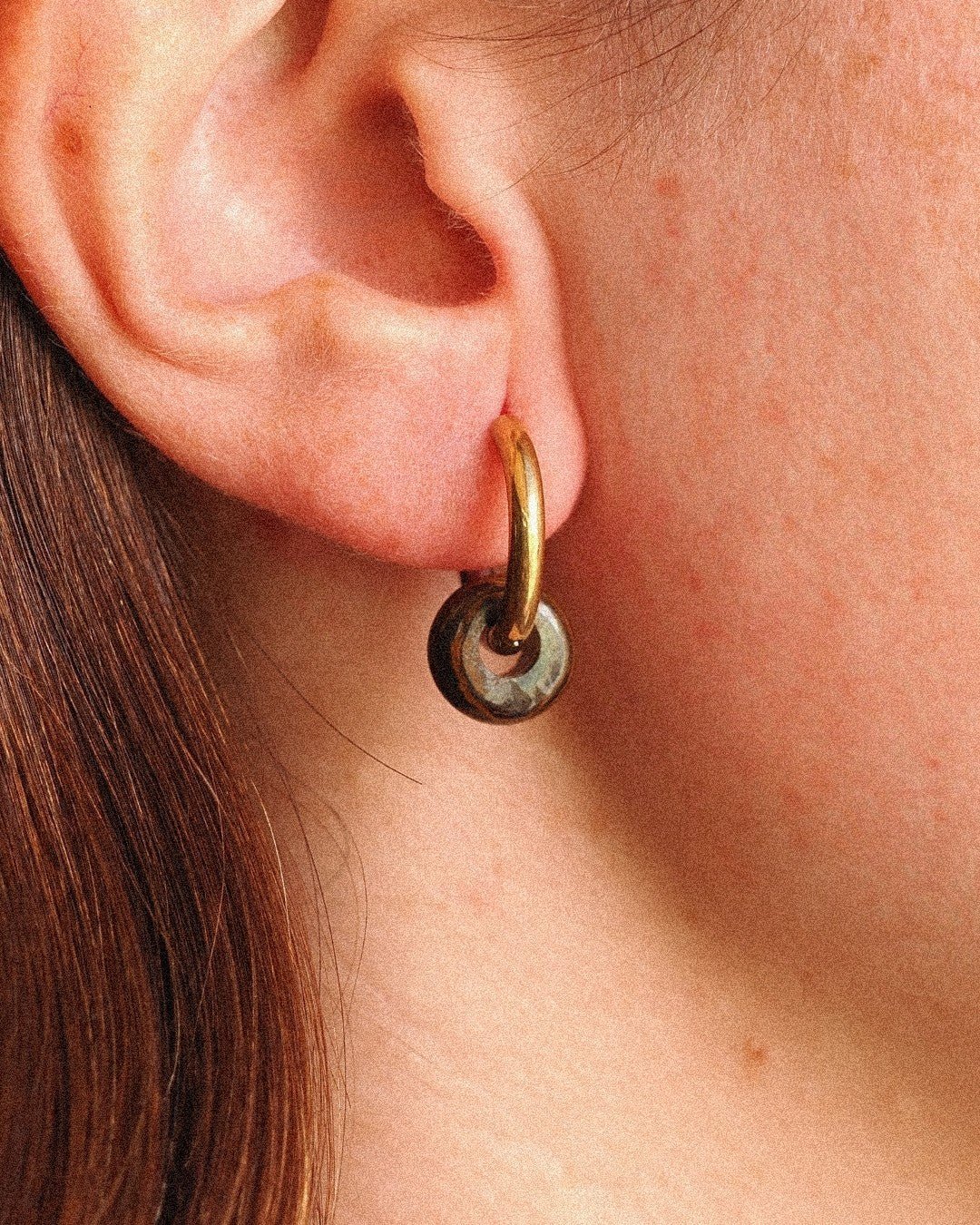 Pendientes Órbita Acero Inoxidable Bicolor Ojo de Tigre - Positive Jewels