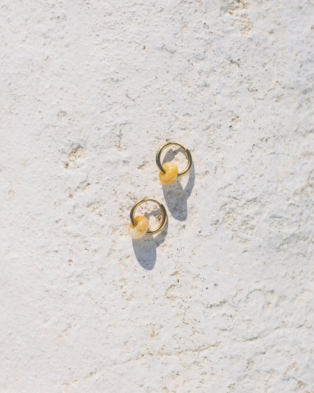 Pendientes Órbita Acero Inoxidable Dorado Ágata Amarilla - Positive Jewels