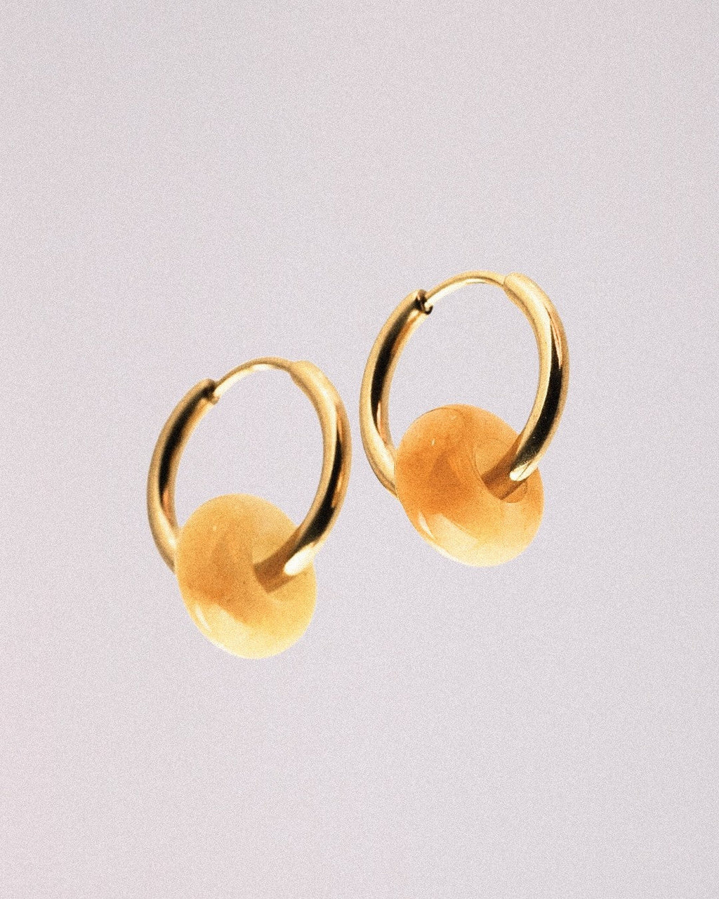 Pendientes Órbita Acero Inoxidable Dorado Ágata Amarilla - Positive Jewels