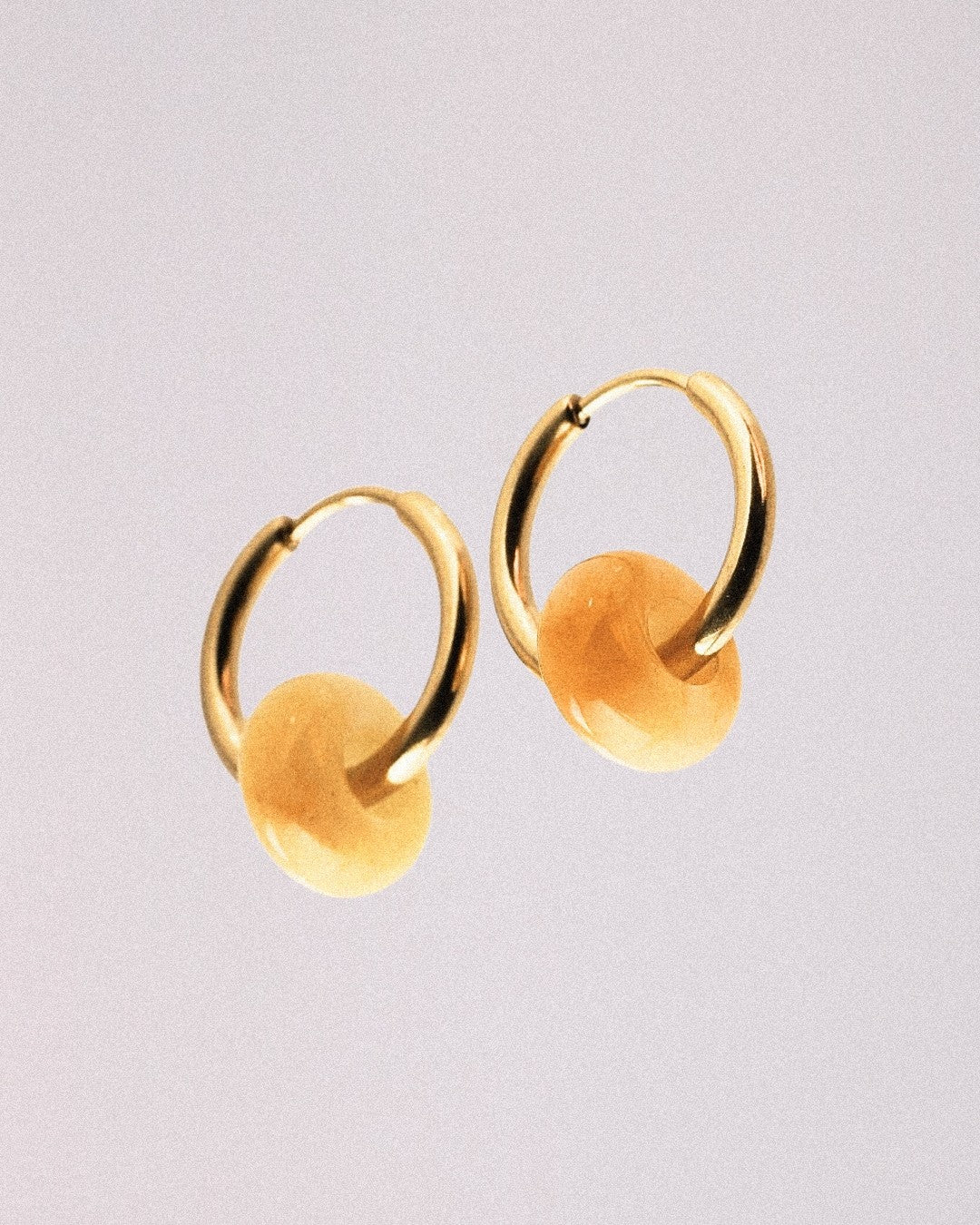 Pendientes Órbita Acero Inoxidable Dorado Ágata Amarilla - Positive Jewels