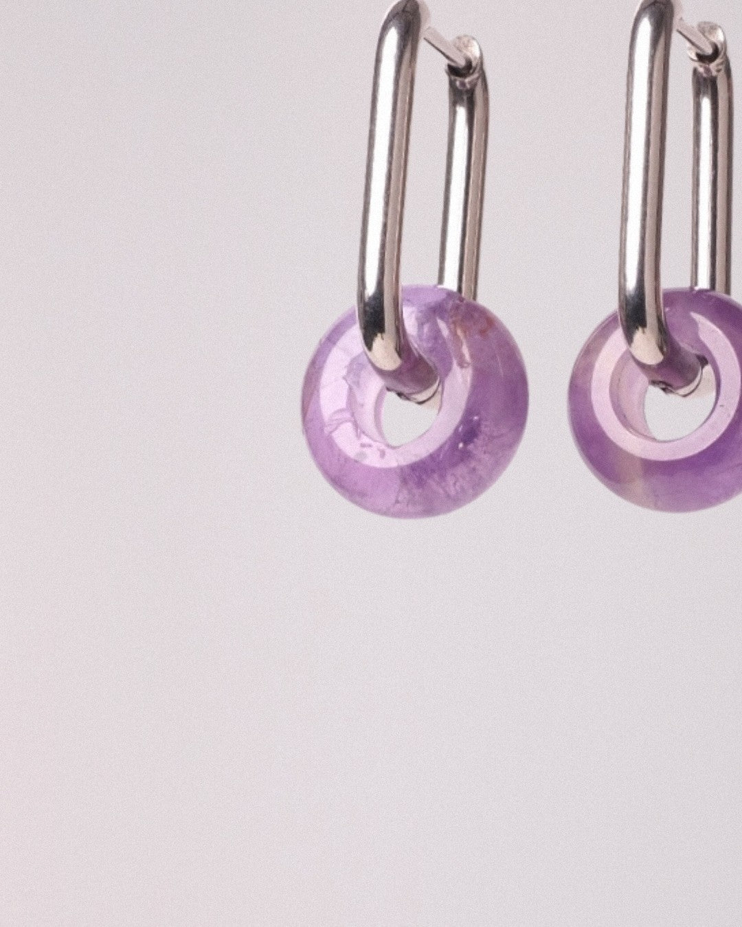 Pendientes Órbita Max Acero Inoxidable Amatista - Positive Jewels