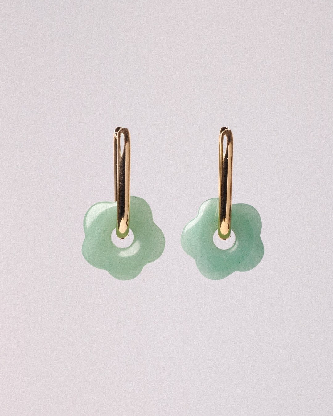 Pendientes Flor Acero Inoxidable Dorado Aventurina - Positive Jewels