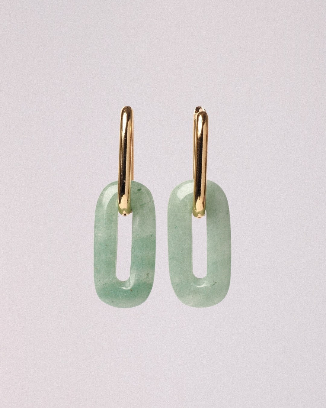 Pendientes Elipse Acero Inoxidable Dorado Aventurina - Positive Jewels