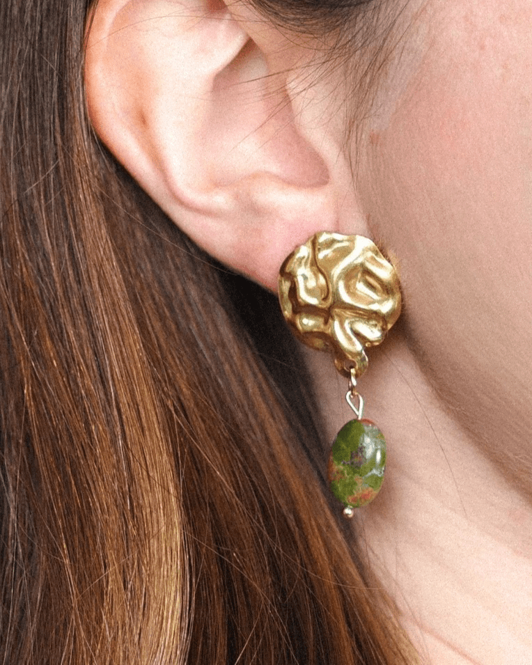 Pendientes Tierra Acero Inoxidable Dorado Unakita - Positive Jewels