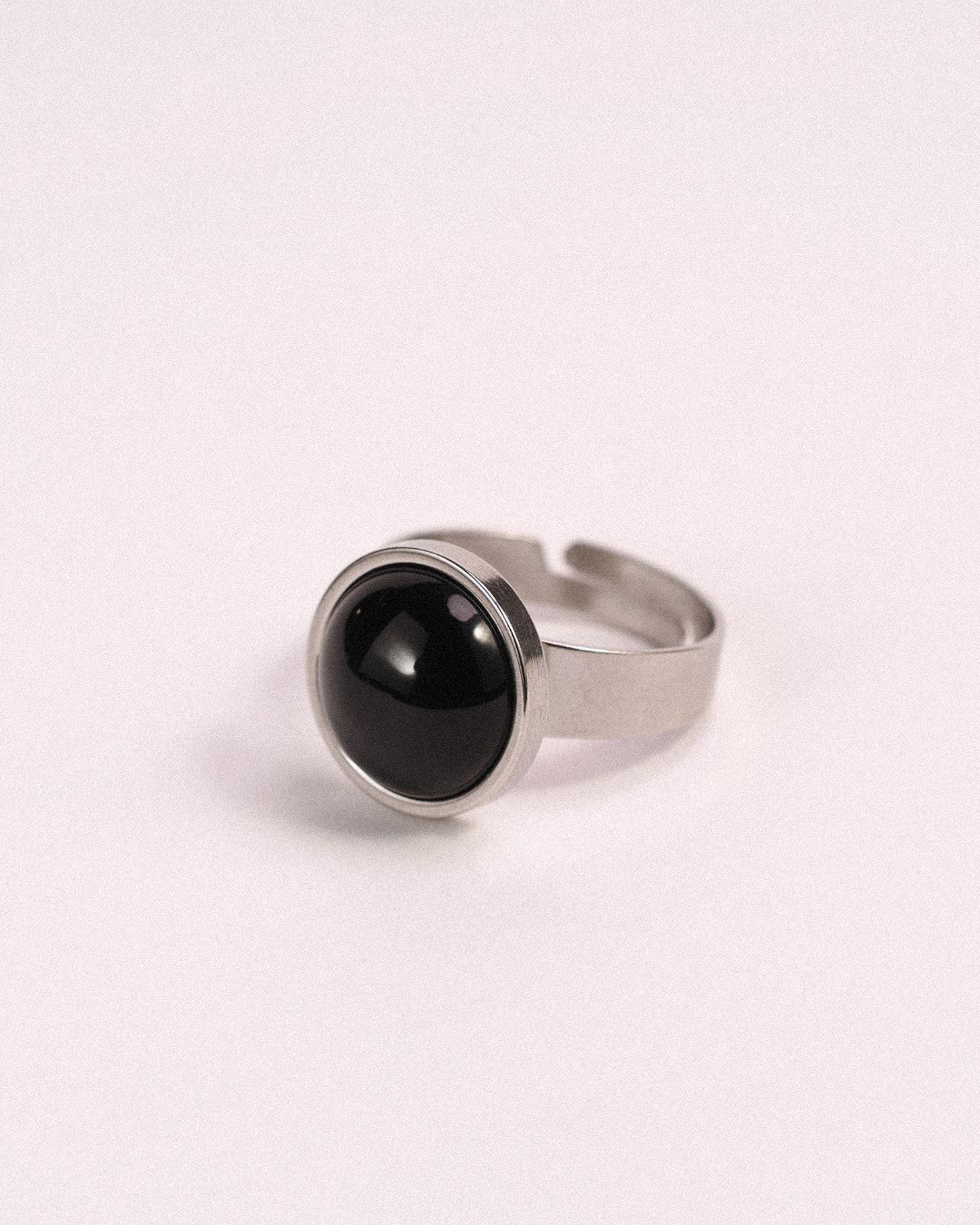 Anillo Nova Acero Inoxidable Ágata Negra