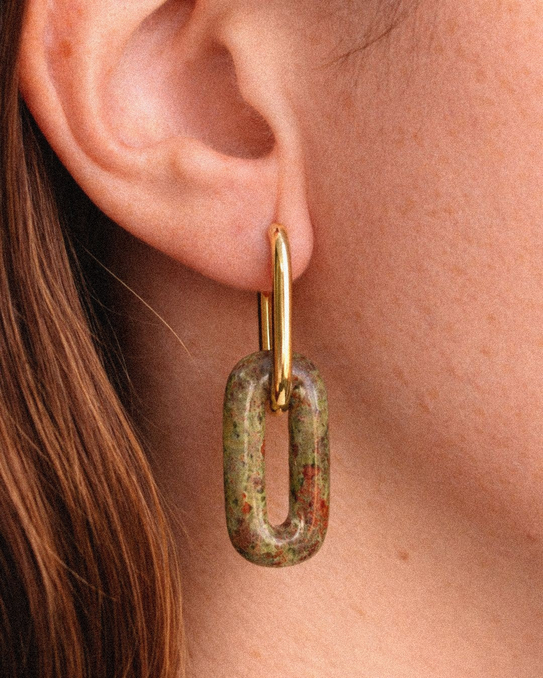 Pendientes Elipse Acero Inoxidable Dorado Unakita