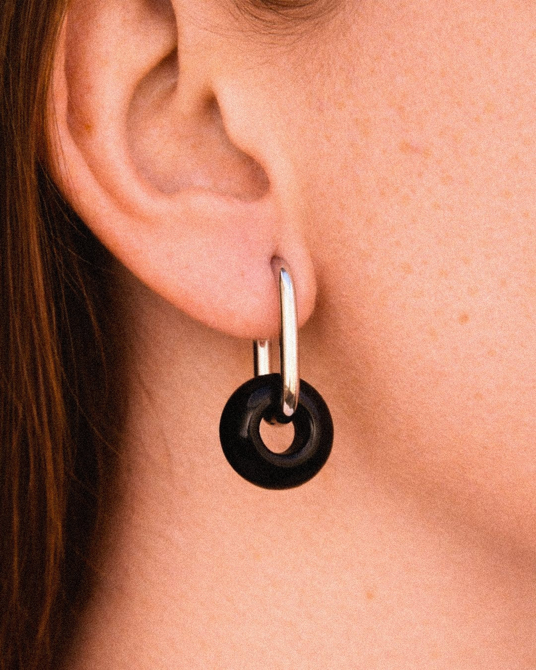 Pendientes Órbita Max Acero Inoxidable Ágata Negra