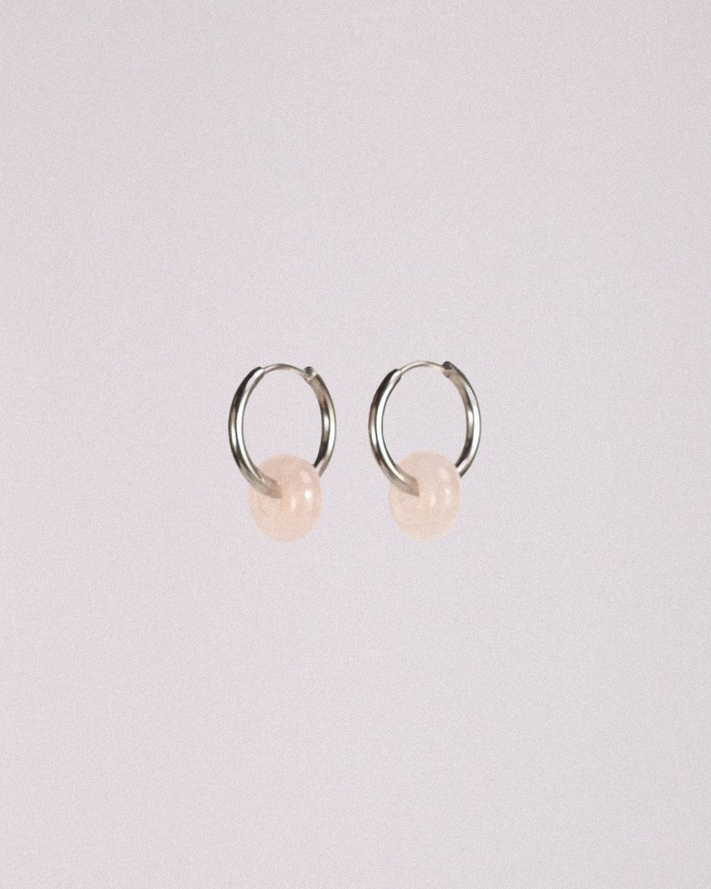 Pendientes Órbita Acero Inoxidable Cuarzo Rosa