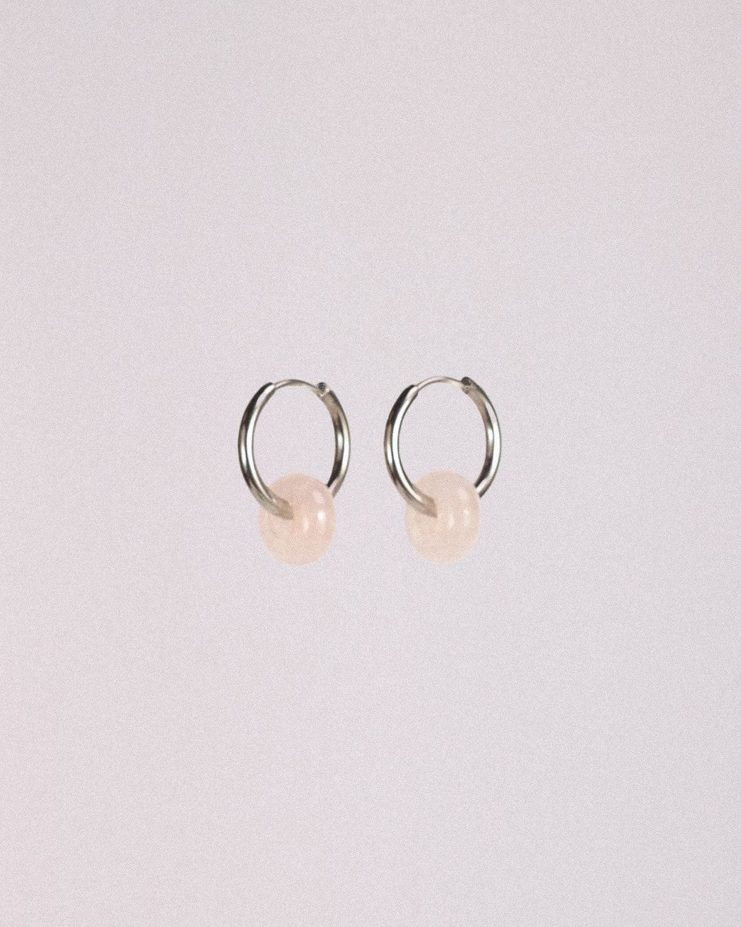 Pendientes Órbita Acero Inoxidable Cuarzo Rosa