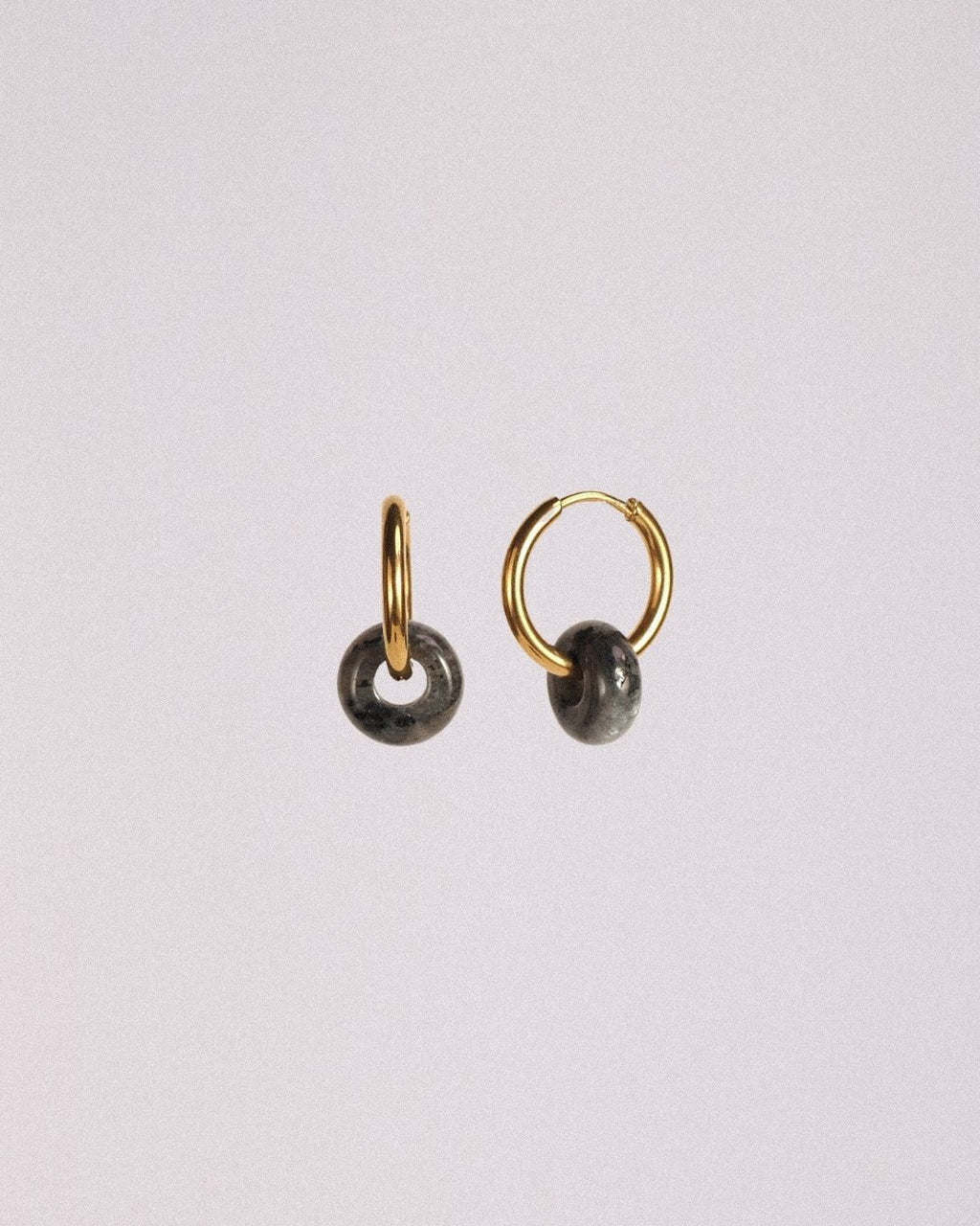 Arracades Òrbita Acer Inoxidable Daurat Obsidiana