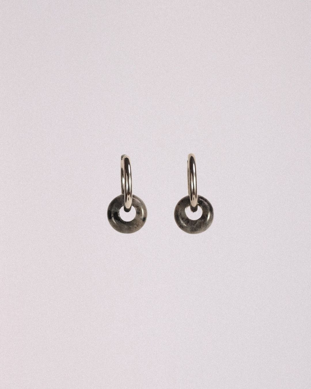 Pendientes Órbita Acero Inoxidable Obsidiana