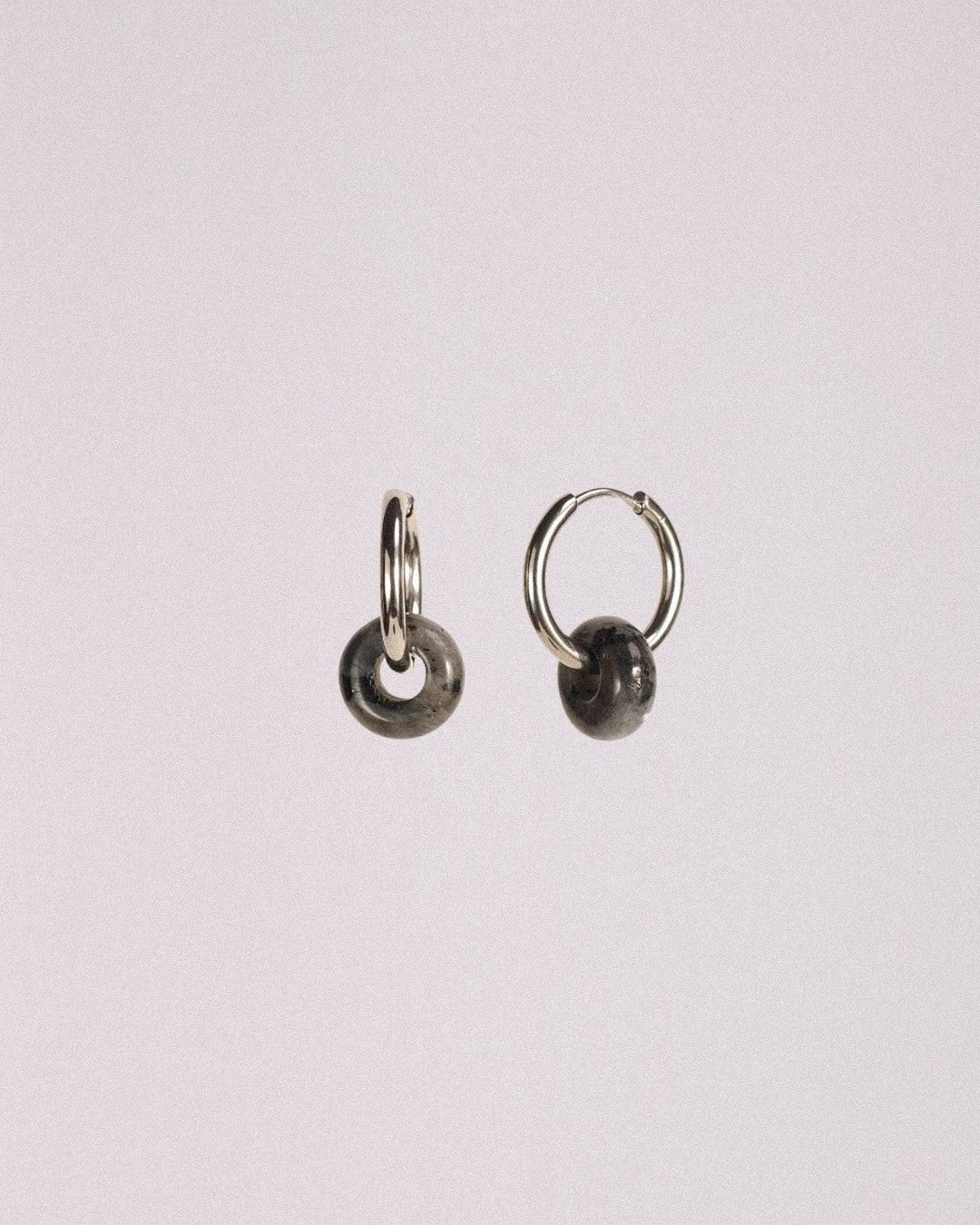 Pendientes Órbita Acero Inoxidable Obsidiana