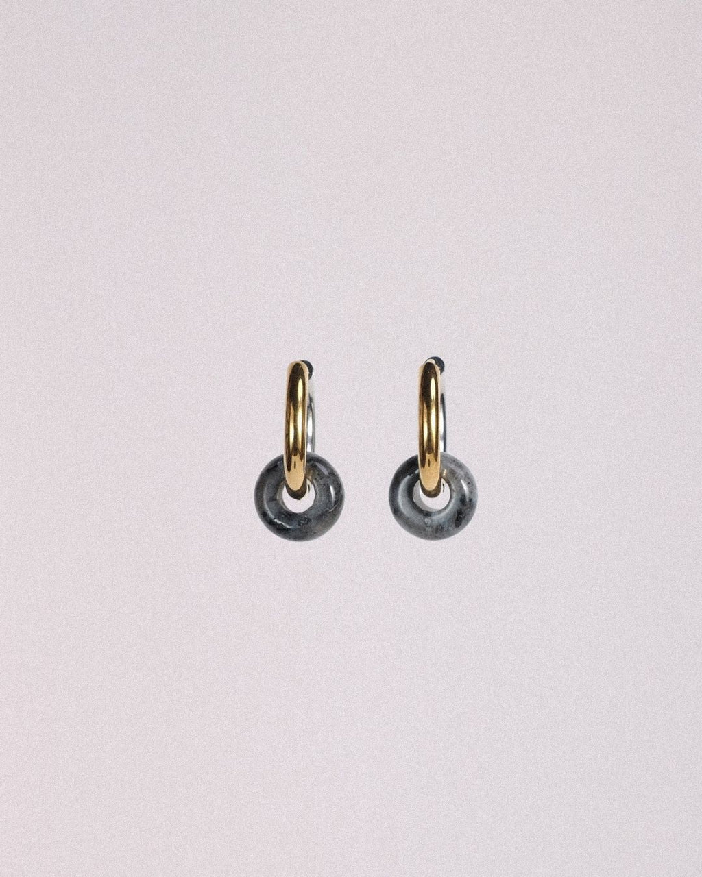 Pendientes Órbita Acero Inoxidable Bicolor Obsidiana