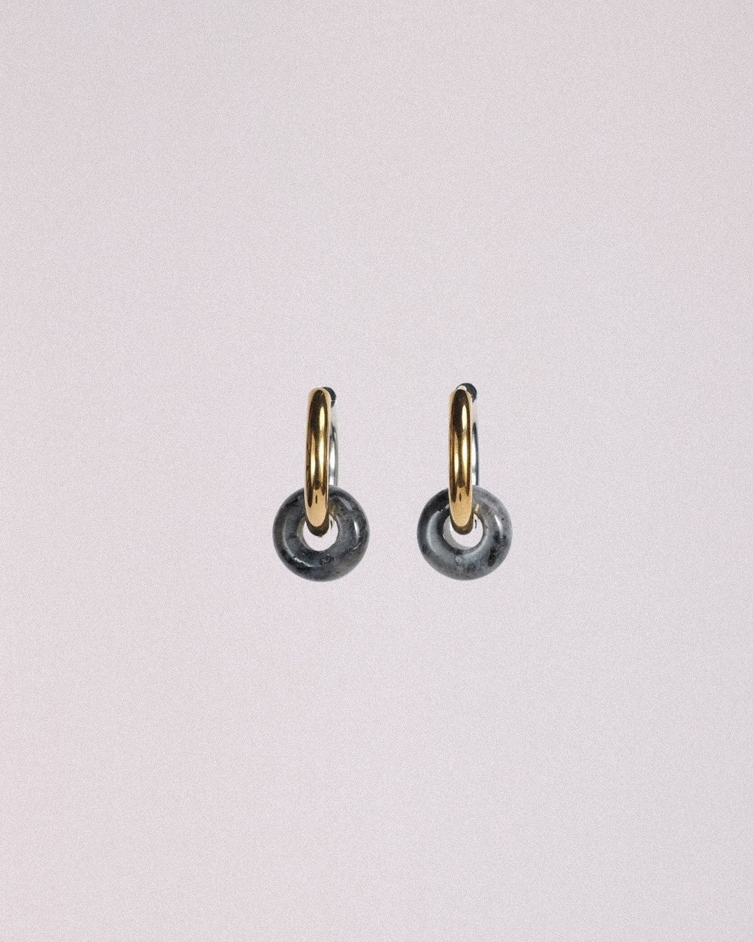 Pendientes Órbita Acero Inoxidable Bicolor Obsidiana