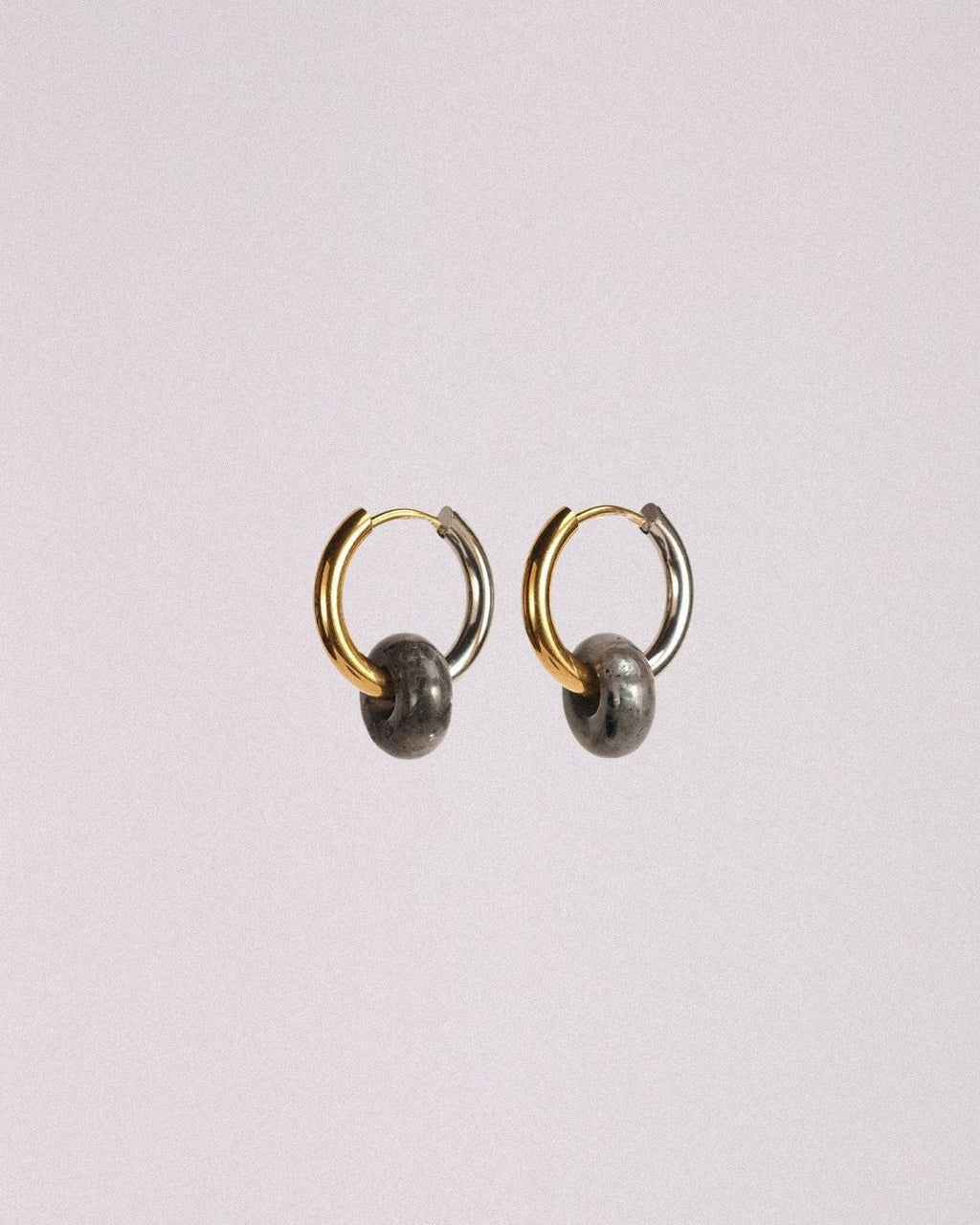 Pendientes Órbita Acero Inoxidable Bicolor Obsidiana