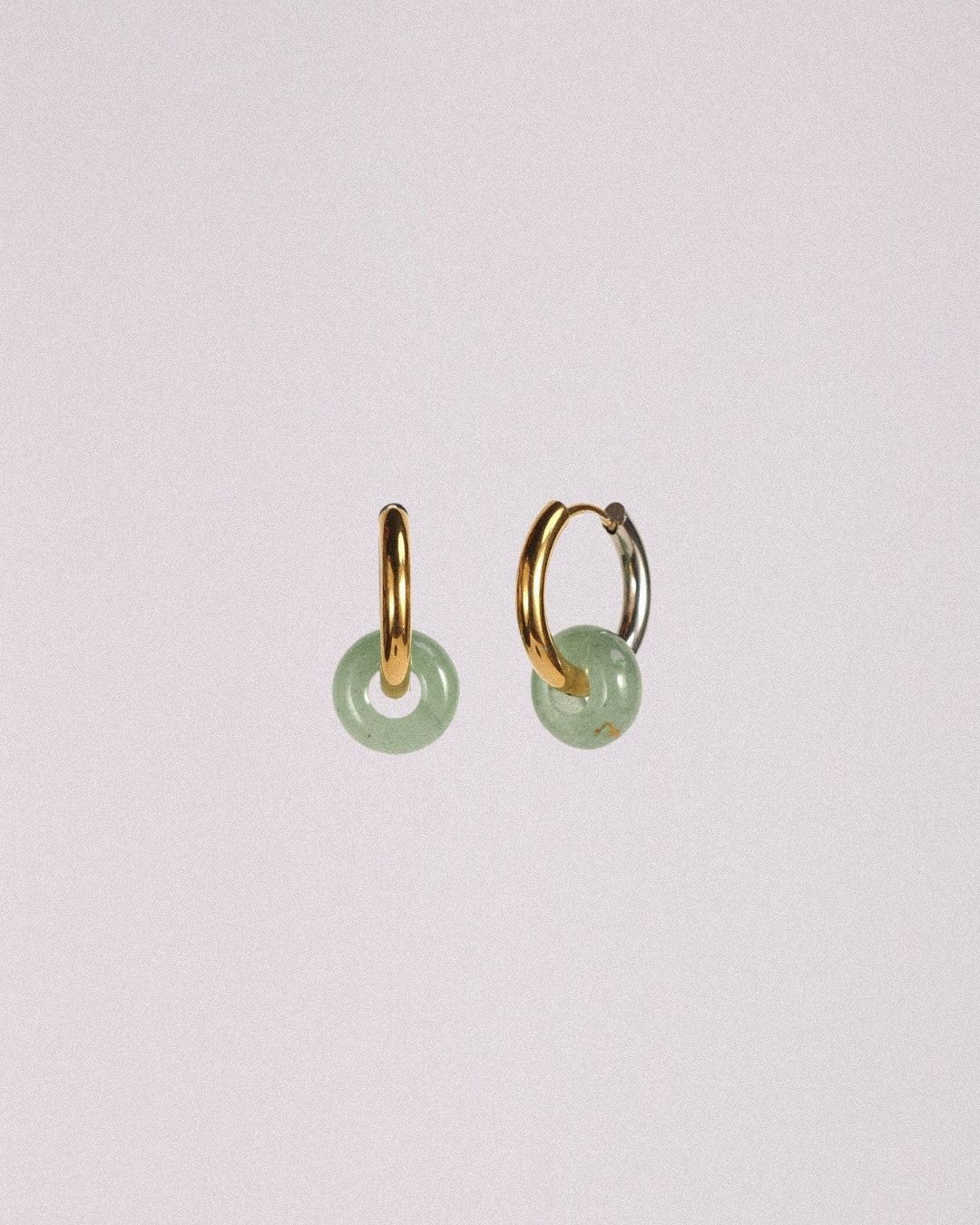 Pendientes Órbita Acero Inoxidable Bicolor Aventurina