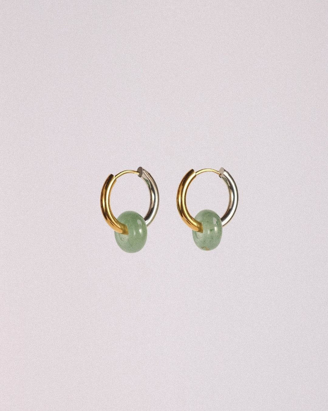 Pendientes Órbita Acero Inoxidable Bicolor Aventurina