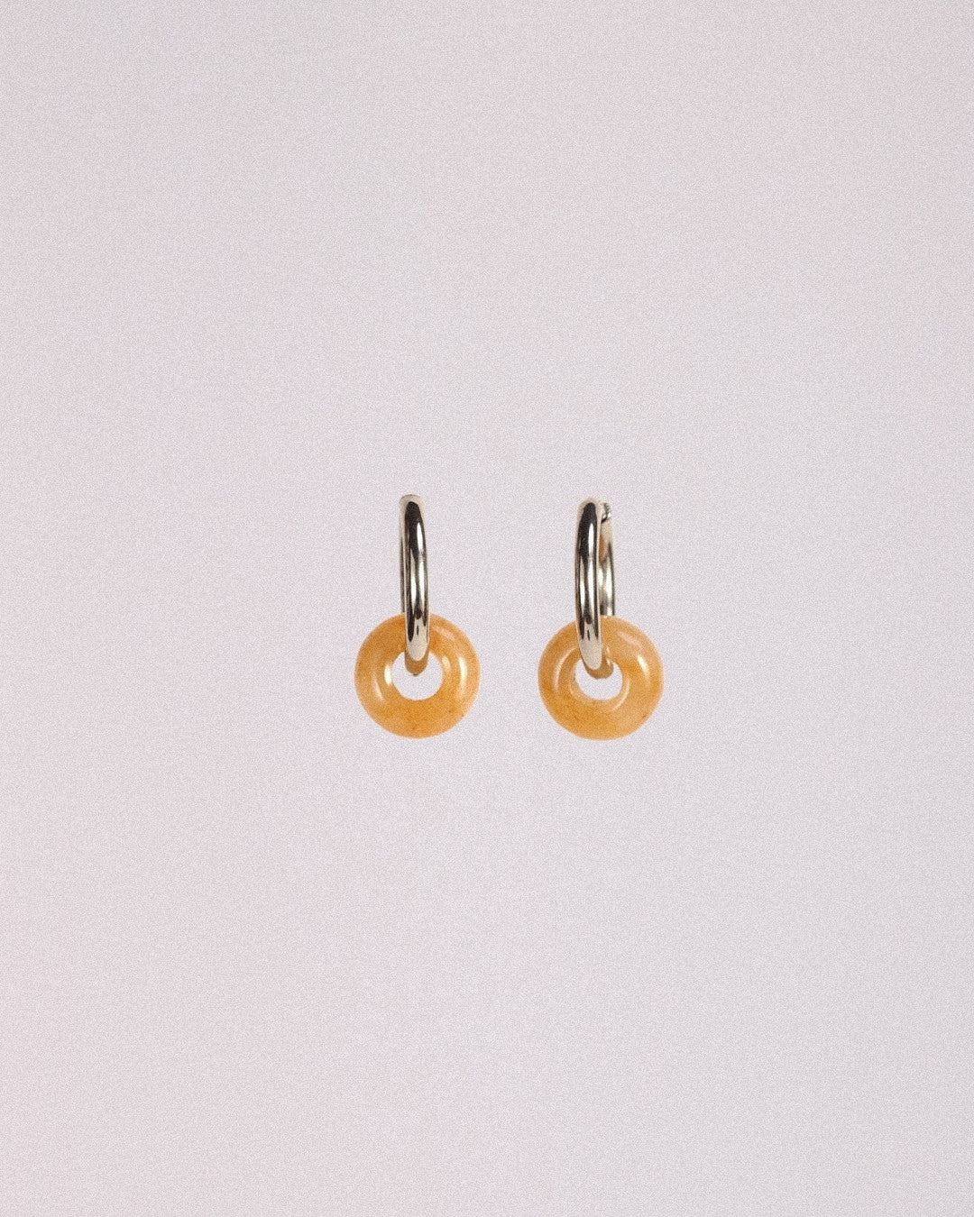 Pendientes Órbita Acero Inoxidable Ágata Amarilla