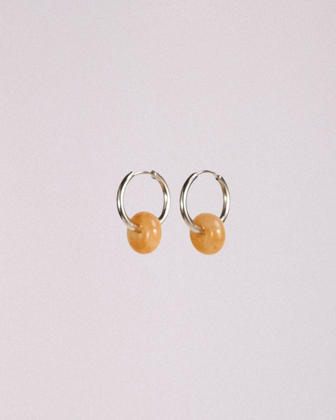 Pendientes Órbita Acero Inoxidable Ágata Amarilla