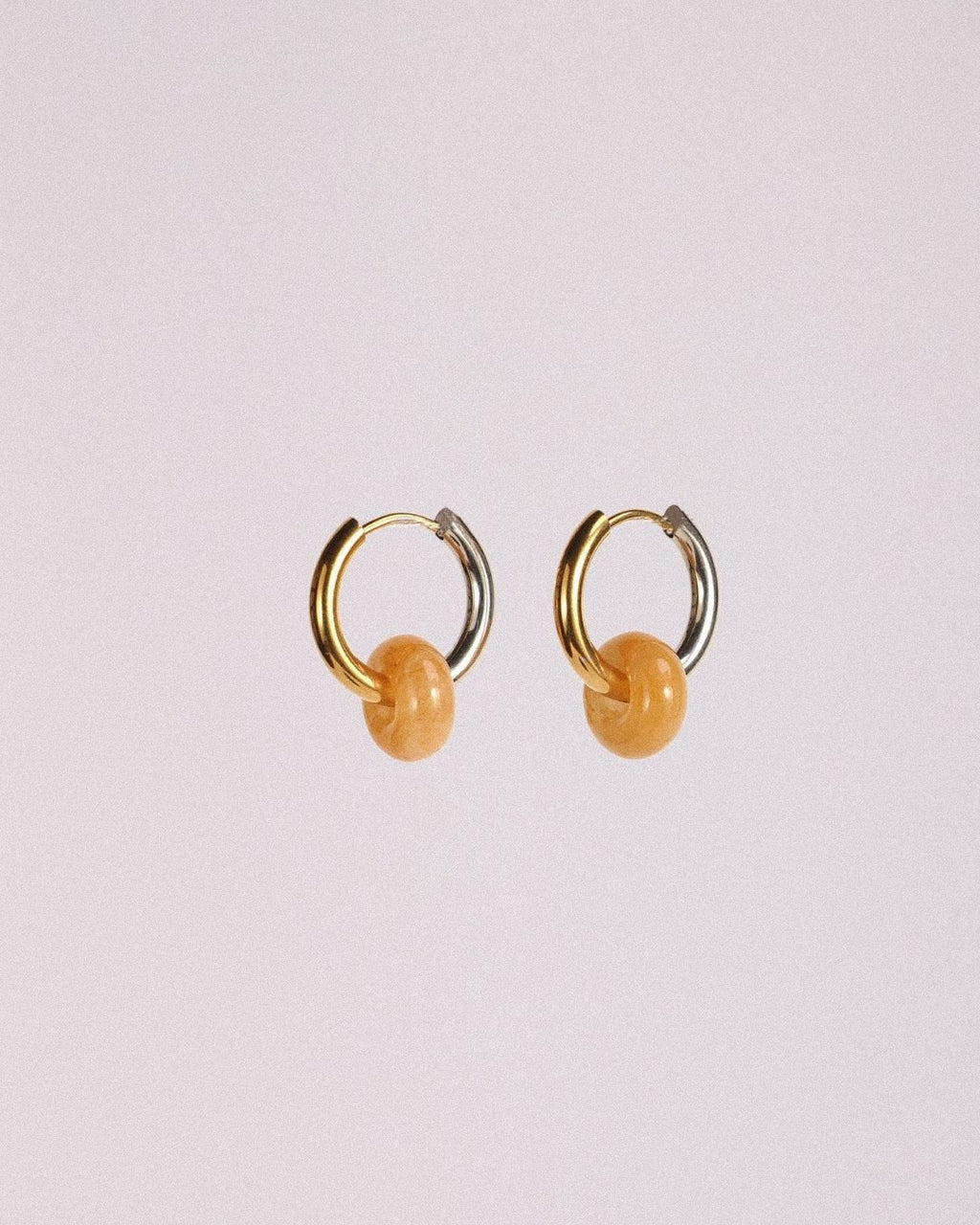 Pendientes Órbita Acero Inoxidable Bicolor Ágata Amarilla