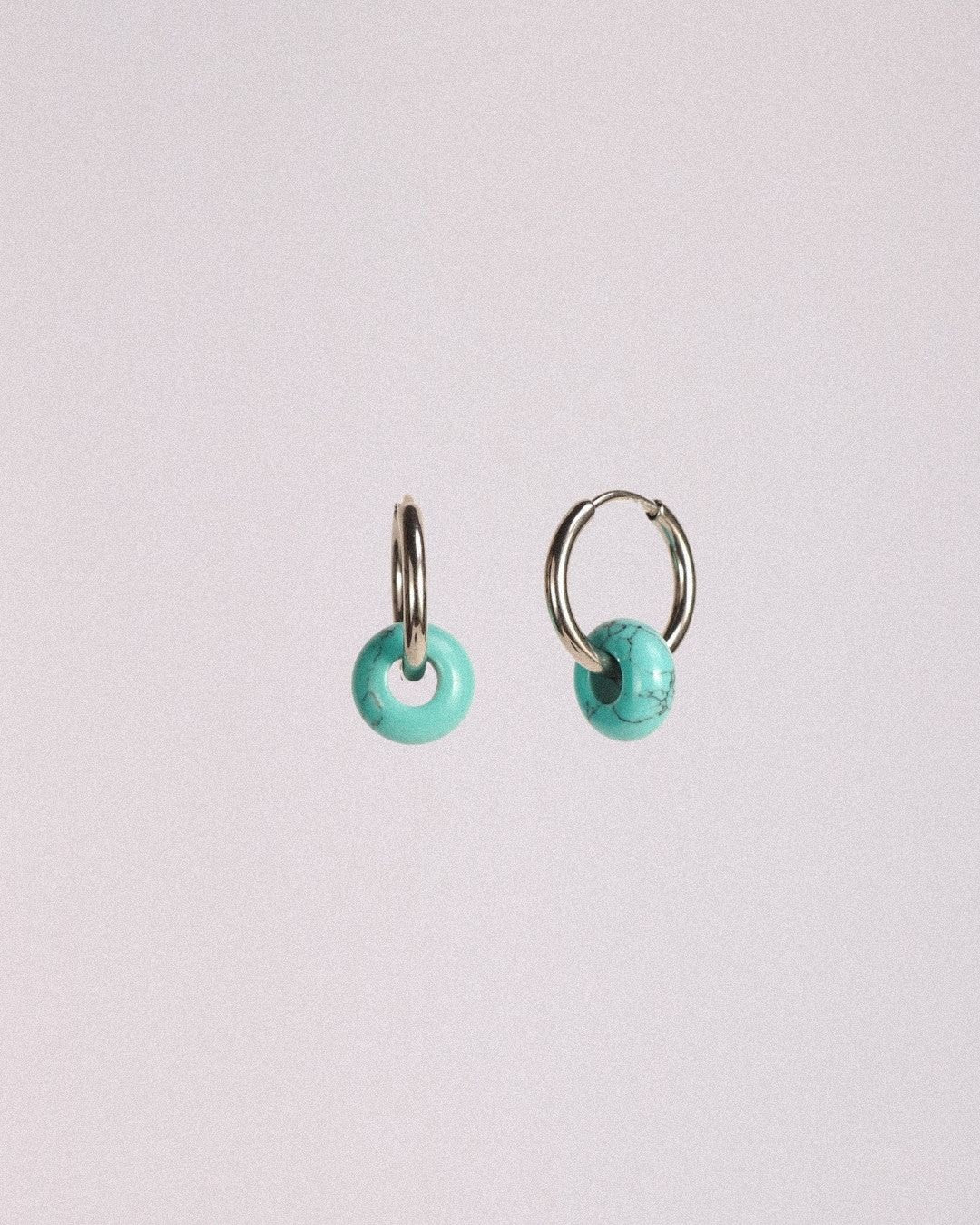 Pendientes Órbita Acero Inoxidable Turquesa