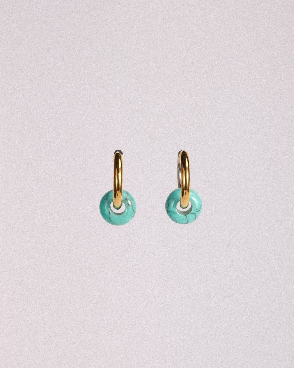 Pendientes Órbita Acero Inoxidable Bicolor Turquesa