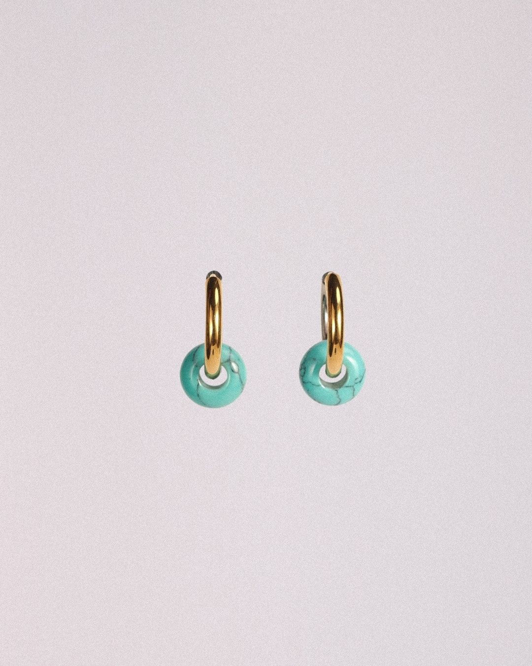 Pendientes Órbita Acero Inoxidable Bicolor Turquesa