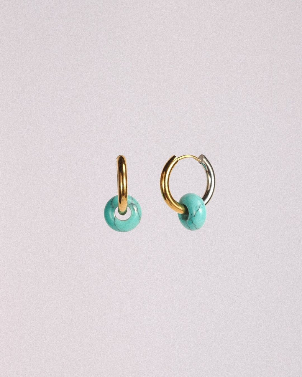 Pendientes Órbita Acero Inoxidable Bicolor Turquesa