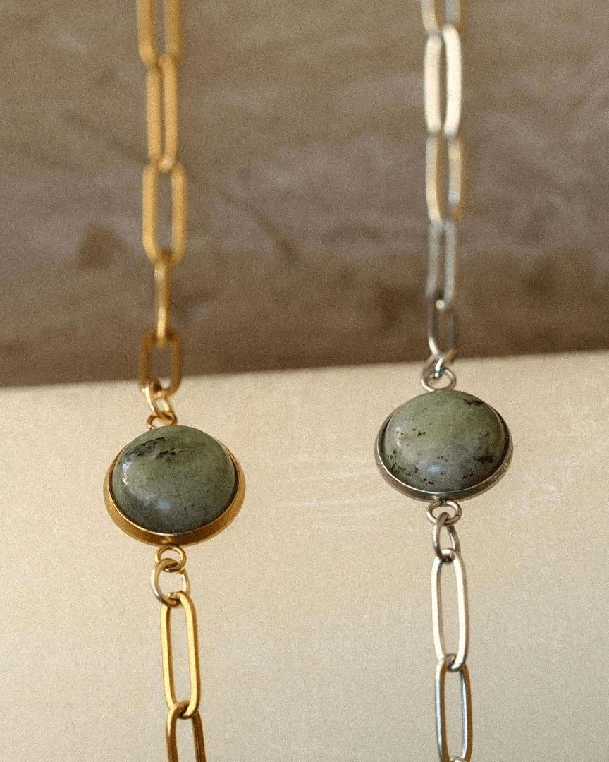 Pulsera Luna Llena Acero Inoxidable Labradorita - Positive Jewels