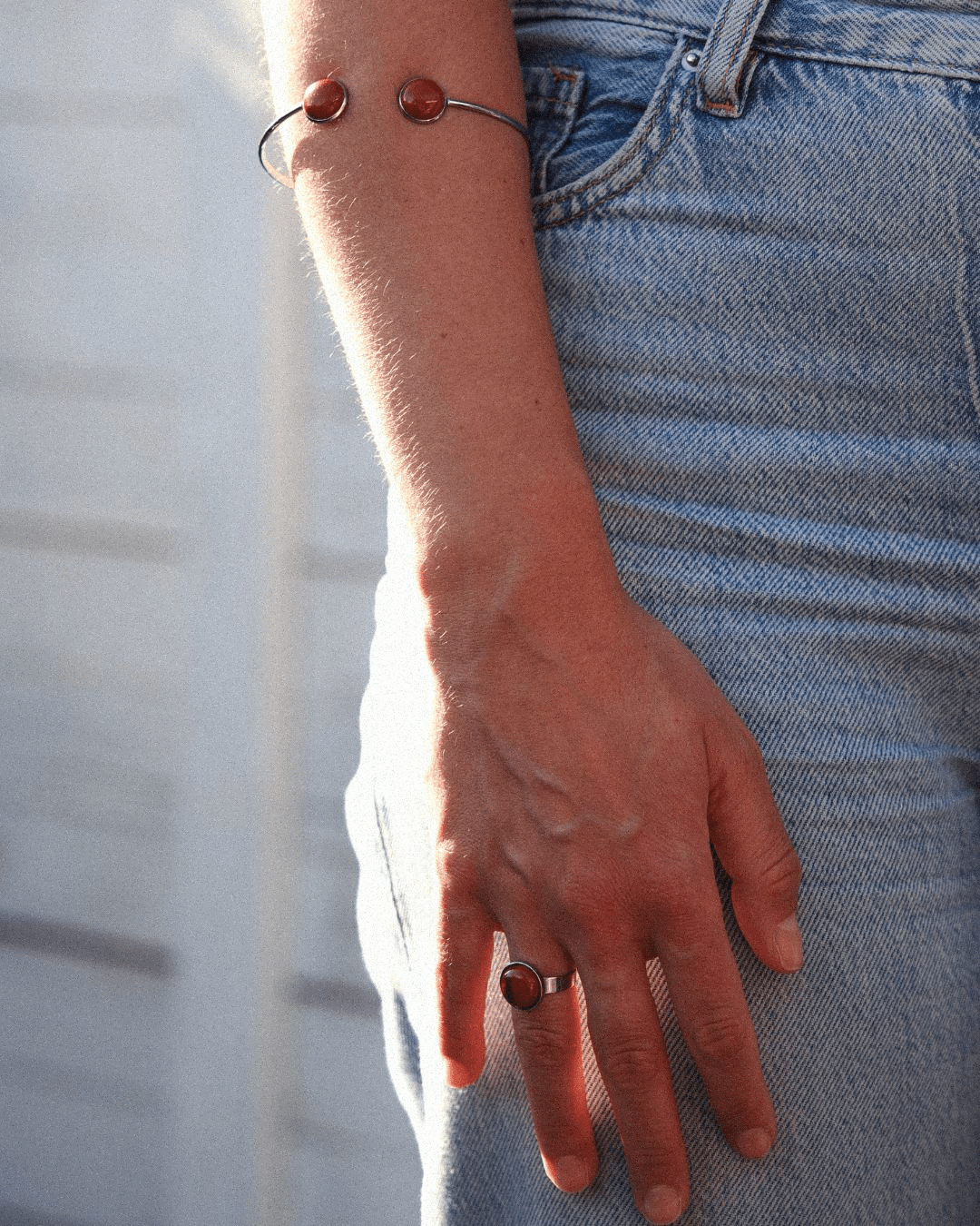 Pulsera Marte Acero Inoxidable Jaspe Rojo - Positive Jewels