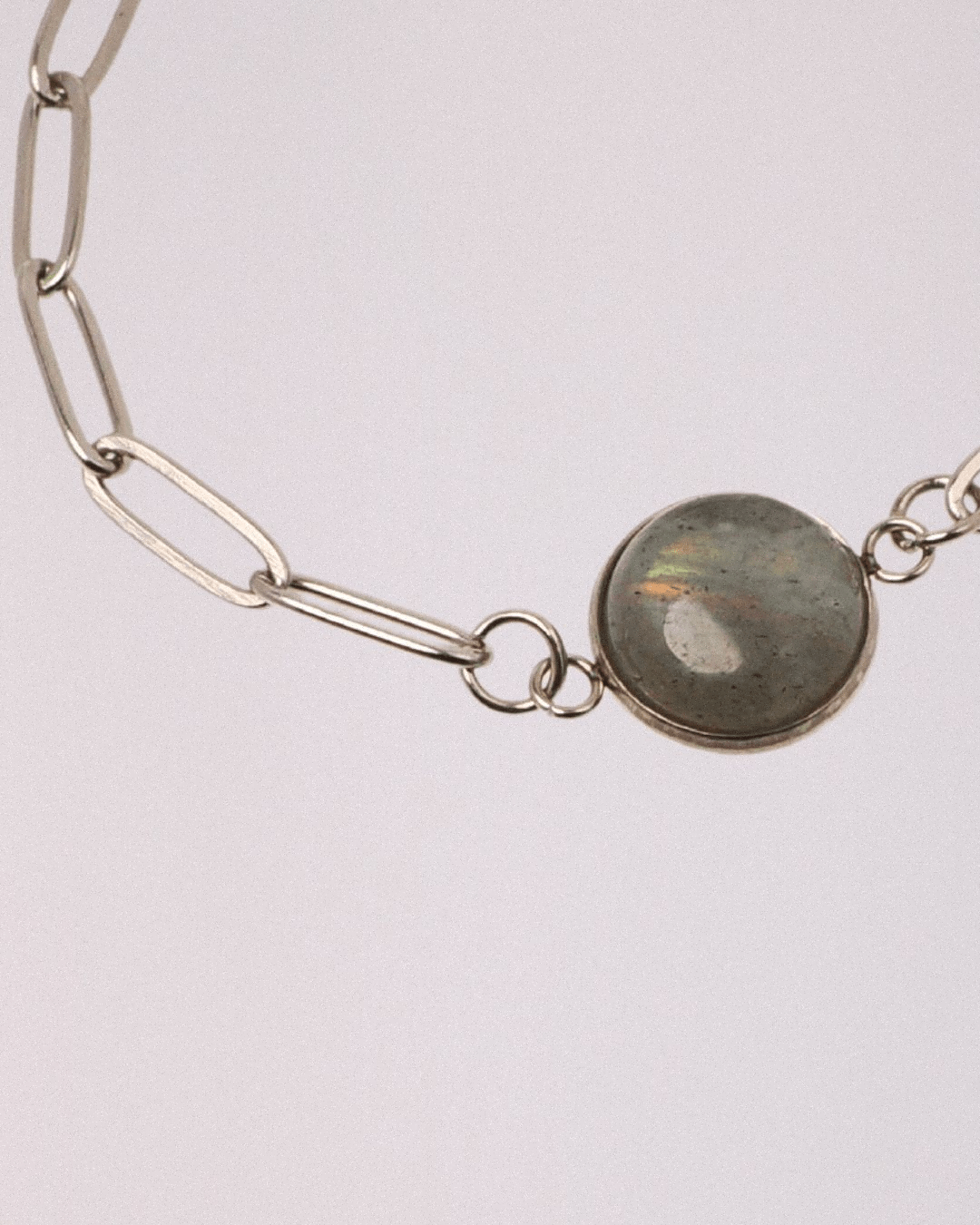Pulsera Luna Llena Acero Inoxidable Labradorita - Positive Jewels