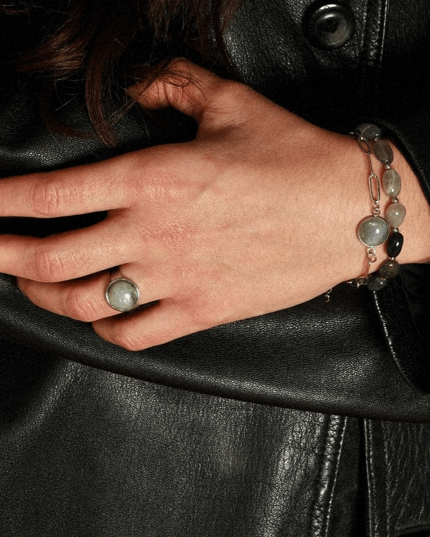 Pulsera Luna Llena Acero Inoxidable Labradorita - Positive Jewels